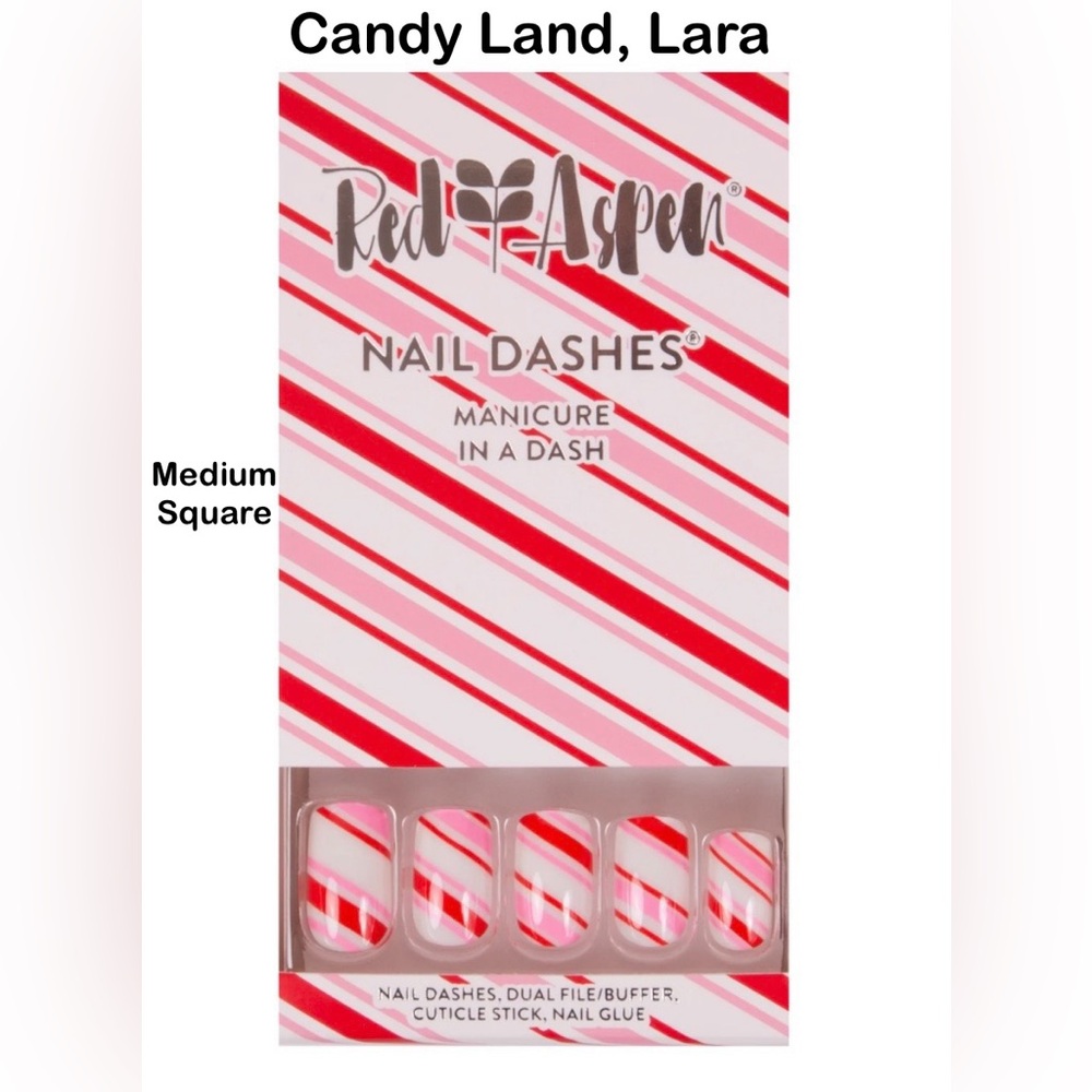 Red Aspen Nail Dashes, Candy Land Lara Medium Square, NIB
